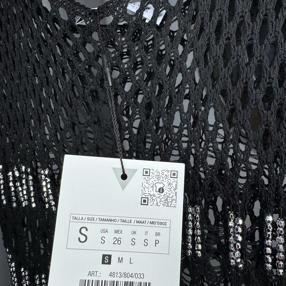 NWT Zara Woman BEADED MESH DRESS Size S Small - Picture 11 of 12